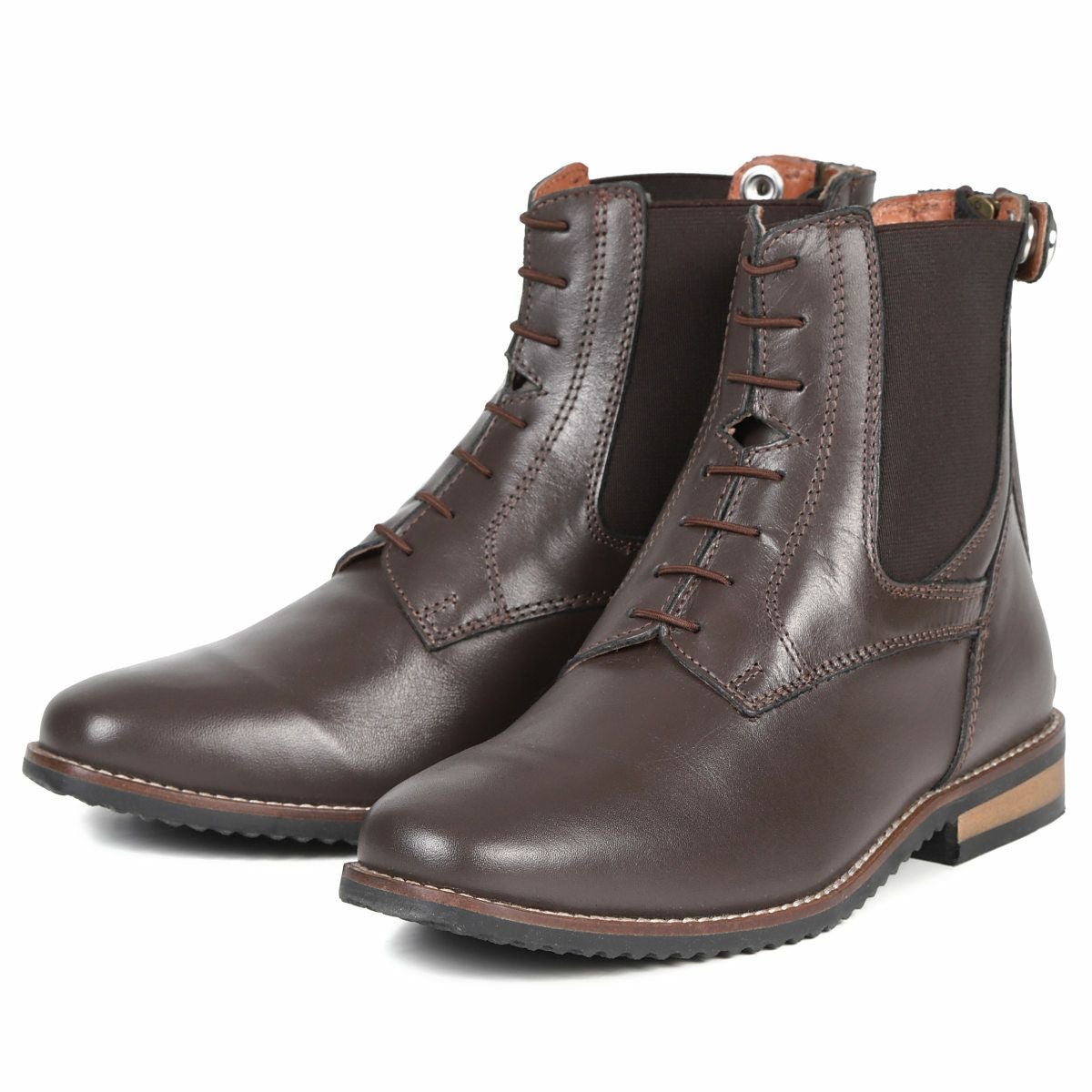 EQULIBERTA バックファスナー 編み上げ 本革 ショートブーツ|JODHPURS