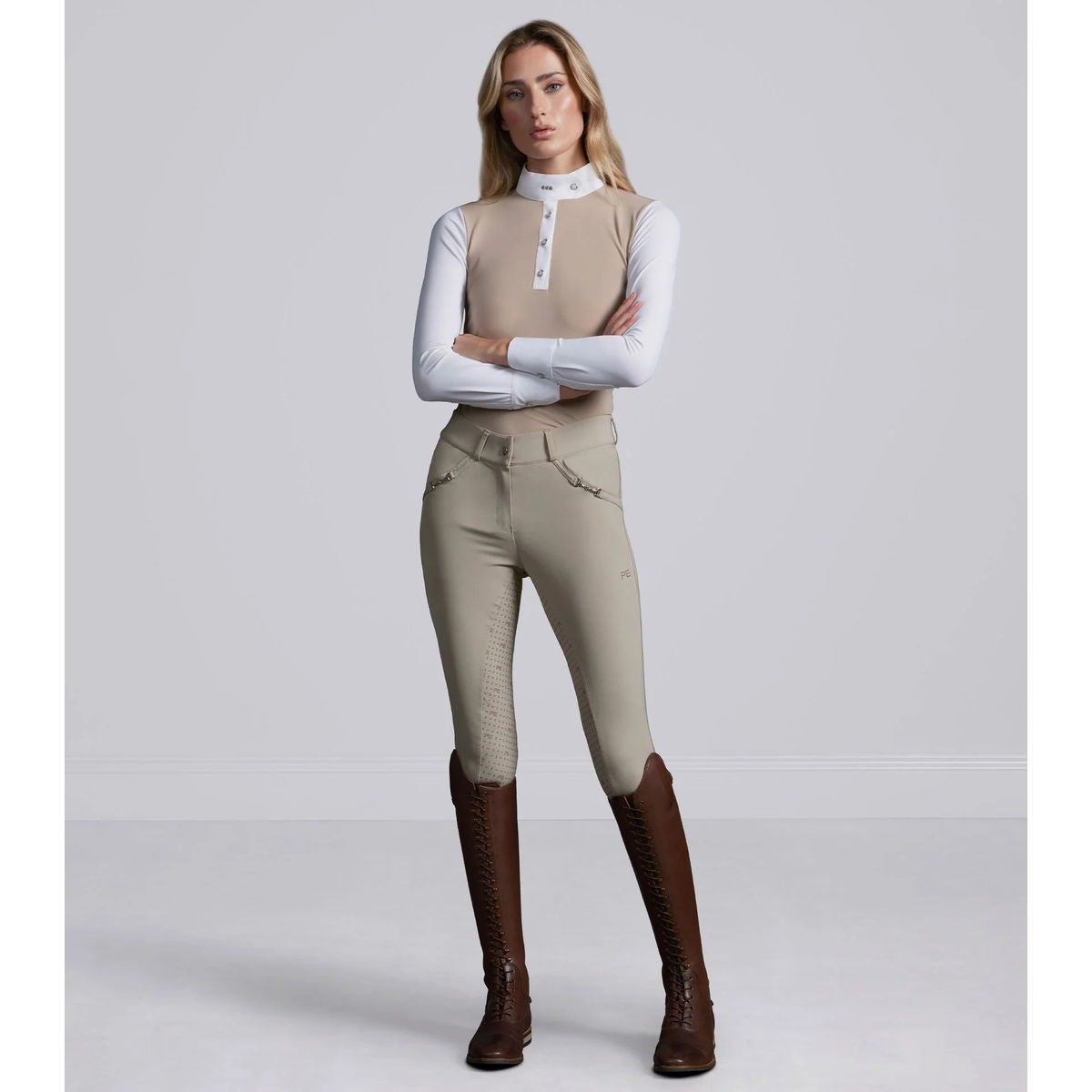 JIL SANDAR ベージュ ワイドレッグキュロット Premier Equine フィレット 4WAYストレッチ キュロット フルグリップ